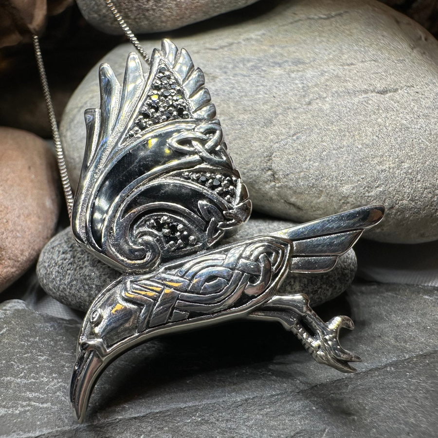 Ashild Raven Celtic Necklace in Sterling Silver