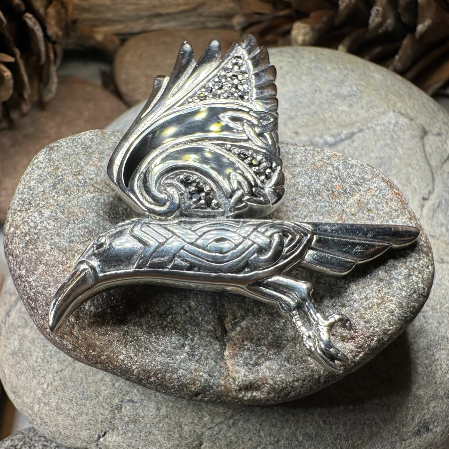 Ashild Raven Celtic Necklace in Sterling Silver