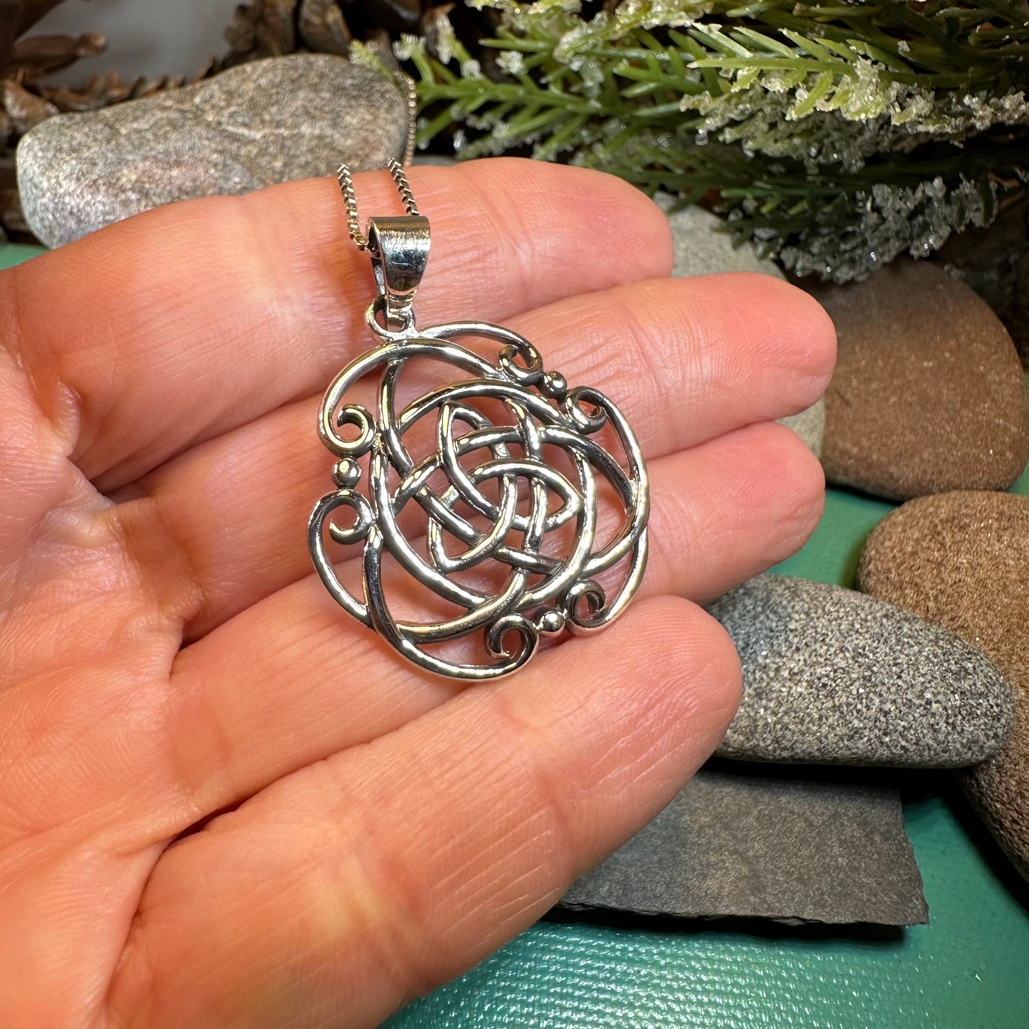 Celtic Storm Trinity Knot Necklace in Sterling Silver