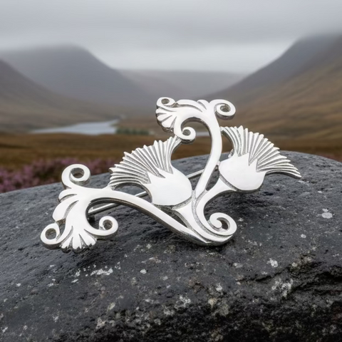 Load image into Gallery viewer, Shetland Isles Thistle Brooch - Handmade in Scotland
