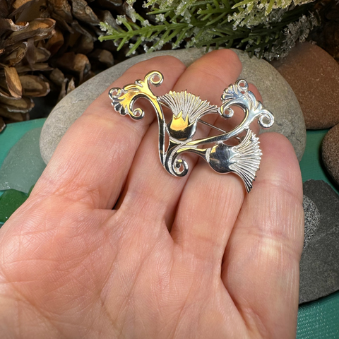 Load image into Gallery viewer, Shetland Isles Thistle Brooch - Handmade in Scotland

