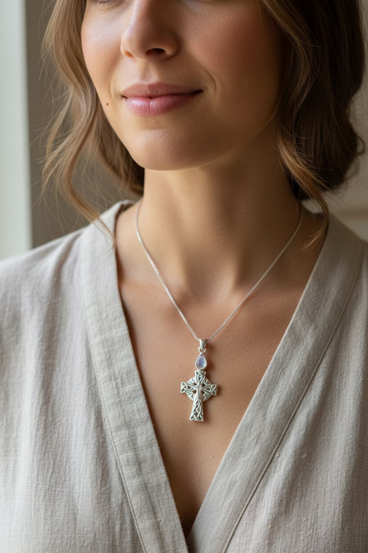 Eternal Light Celtic Cross Necklace — view 8