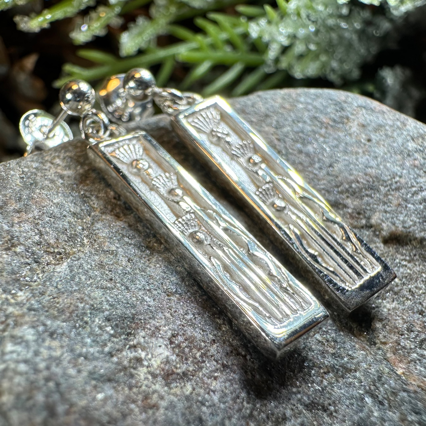 Ella Triple Scottish Thistle Earrings - Handmade in Scotland — view 2