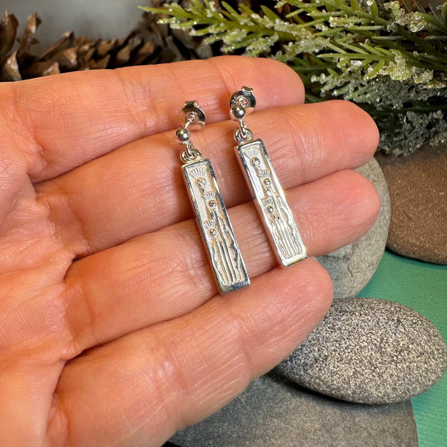 Ella Triple Scottish Thistle Earrings - Handmade in Scotland — view 12