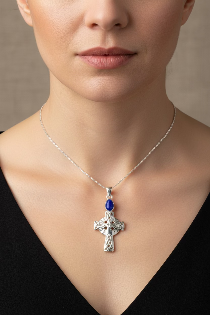 Eternal Light Celtic Cross Necklace — view 2