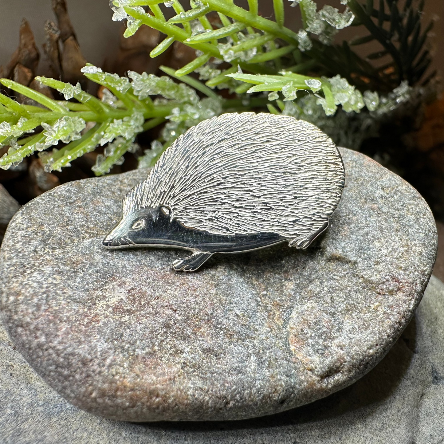 Artisan Sterling Silver Hedgehog Brooch - Handmade in Scotland