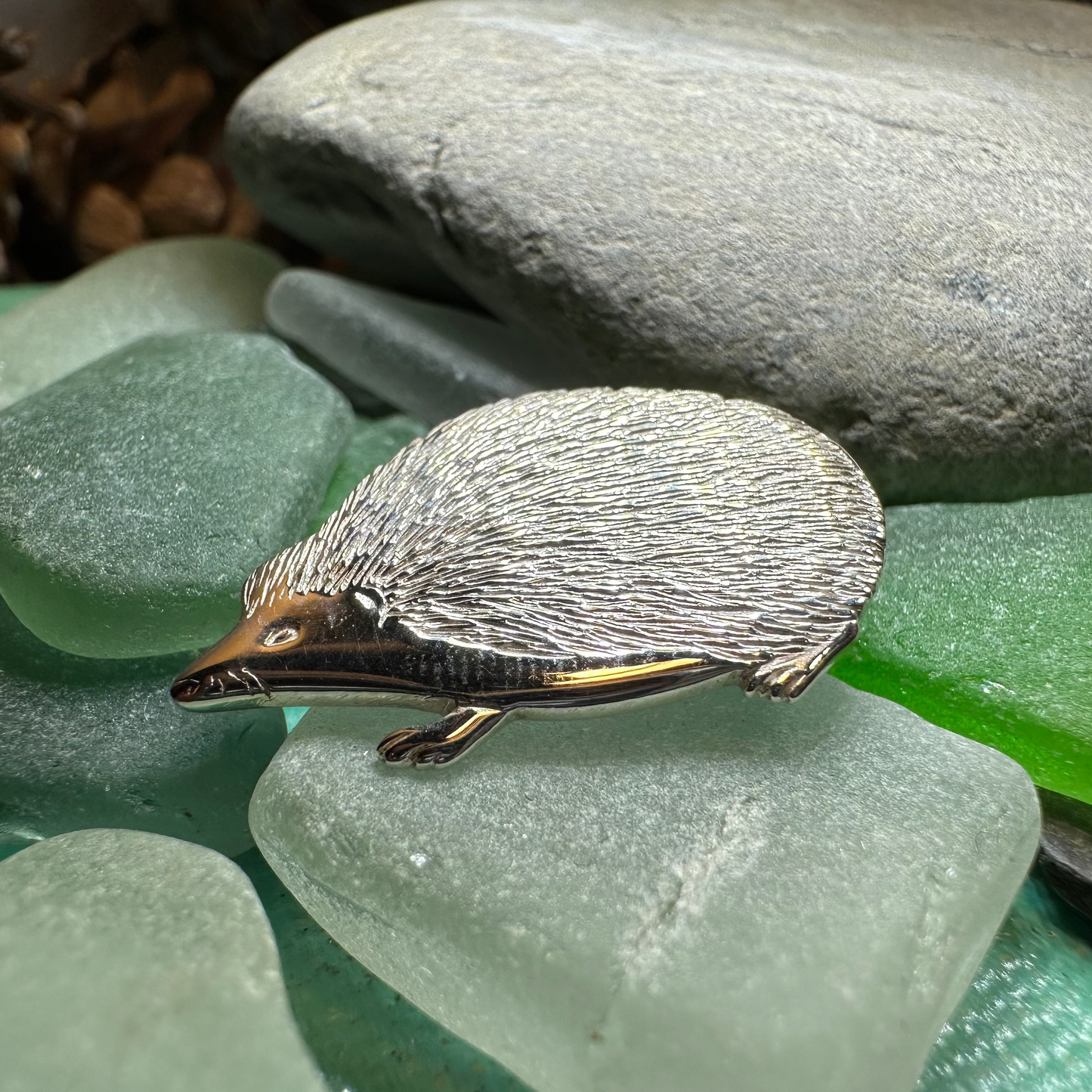 Artisan Sterling Silver Hedgehog Brooch - Handmade in Scotland
