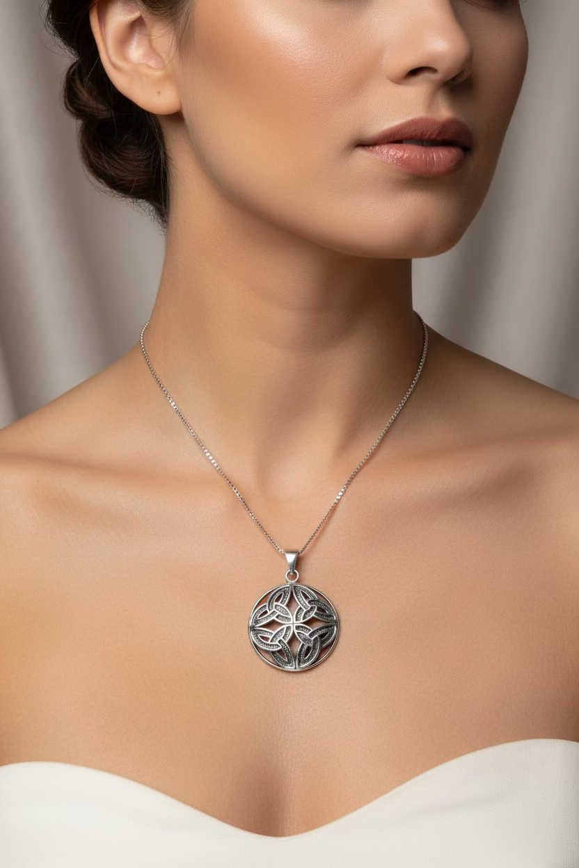 Power of Four Trinity Knot Necklace — view 2