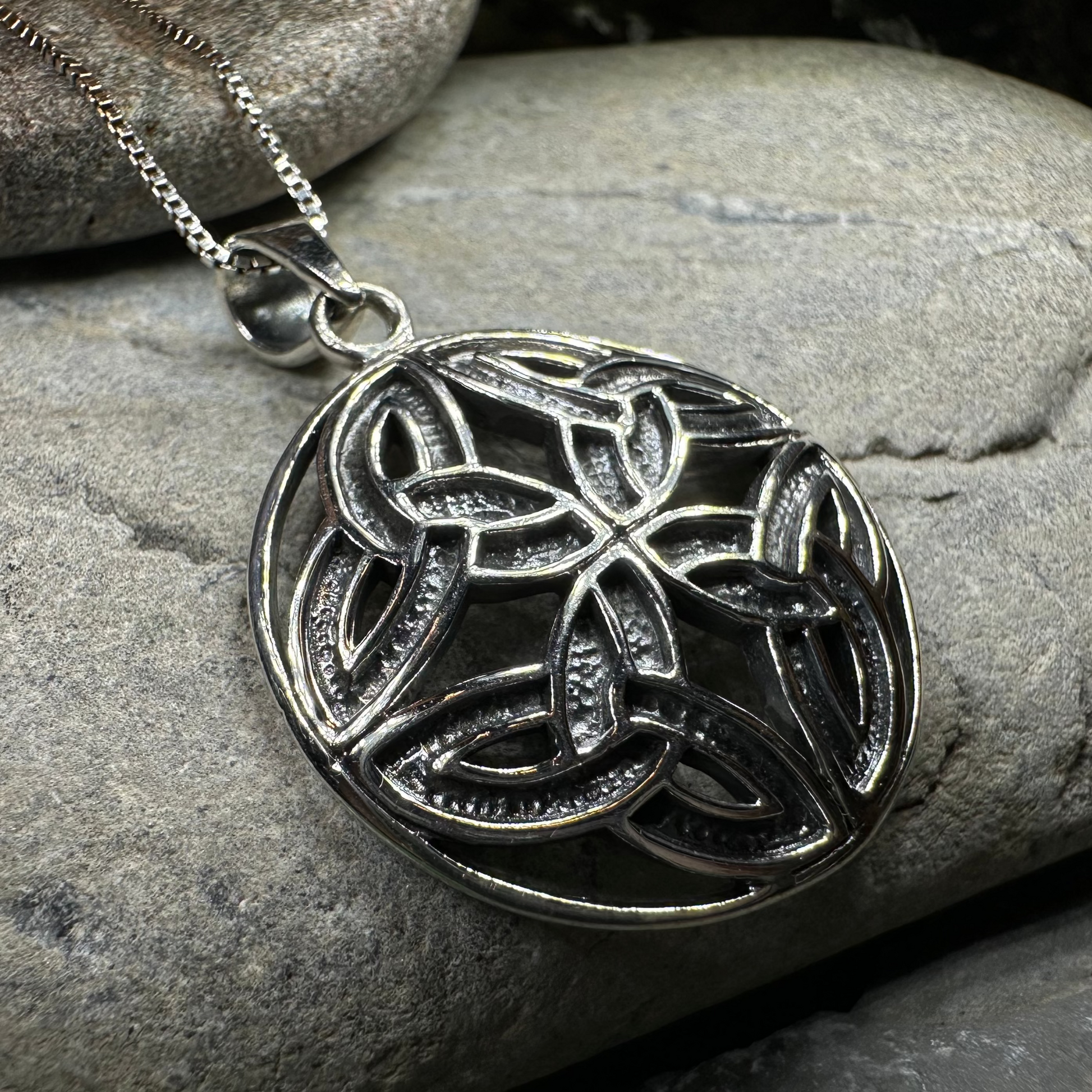 Power of Four Trinity Knot Necklace in sterling silver