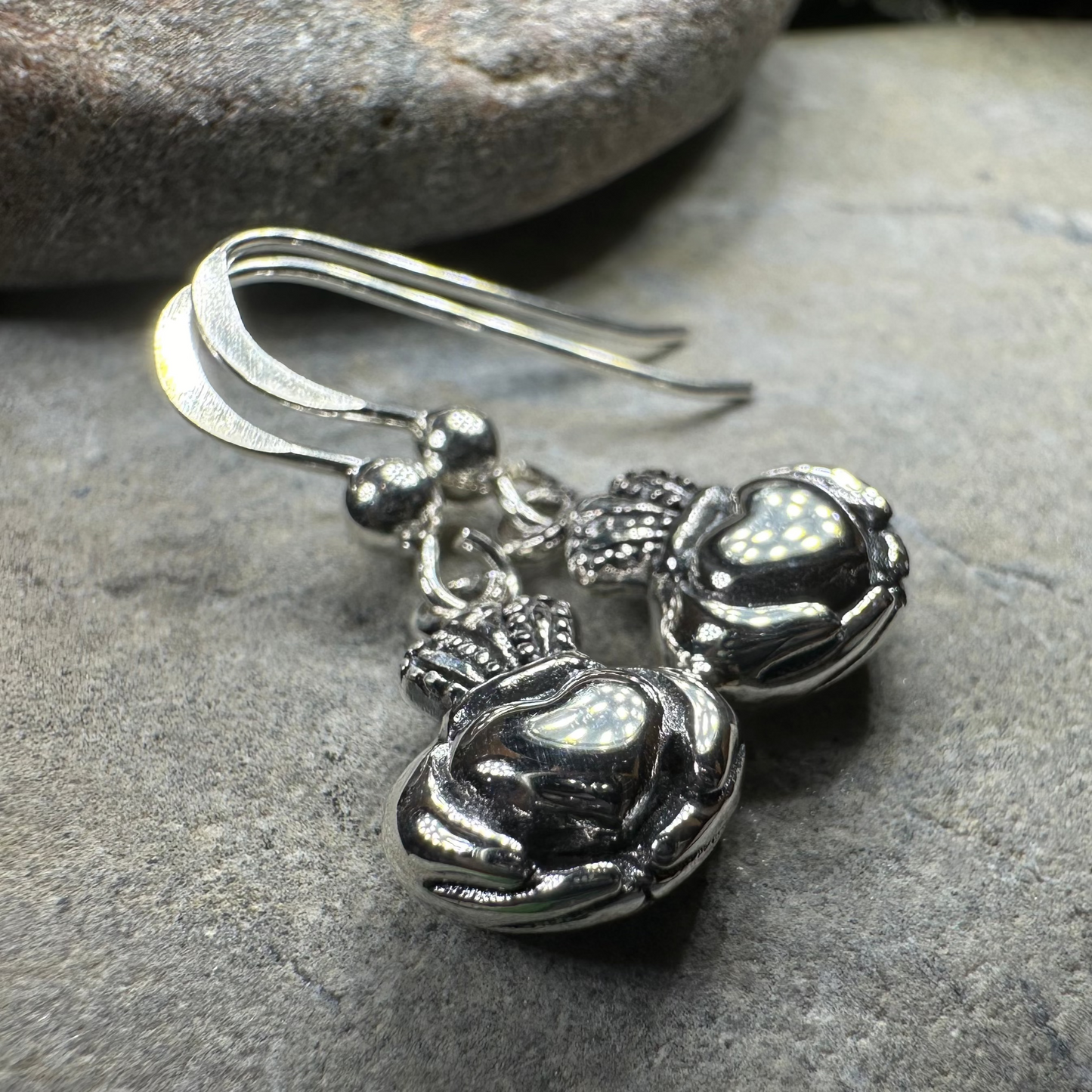 Idalia Irish Claddagh Earrings in Sterling Silver