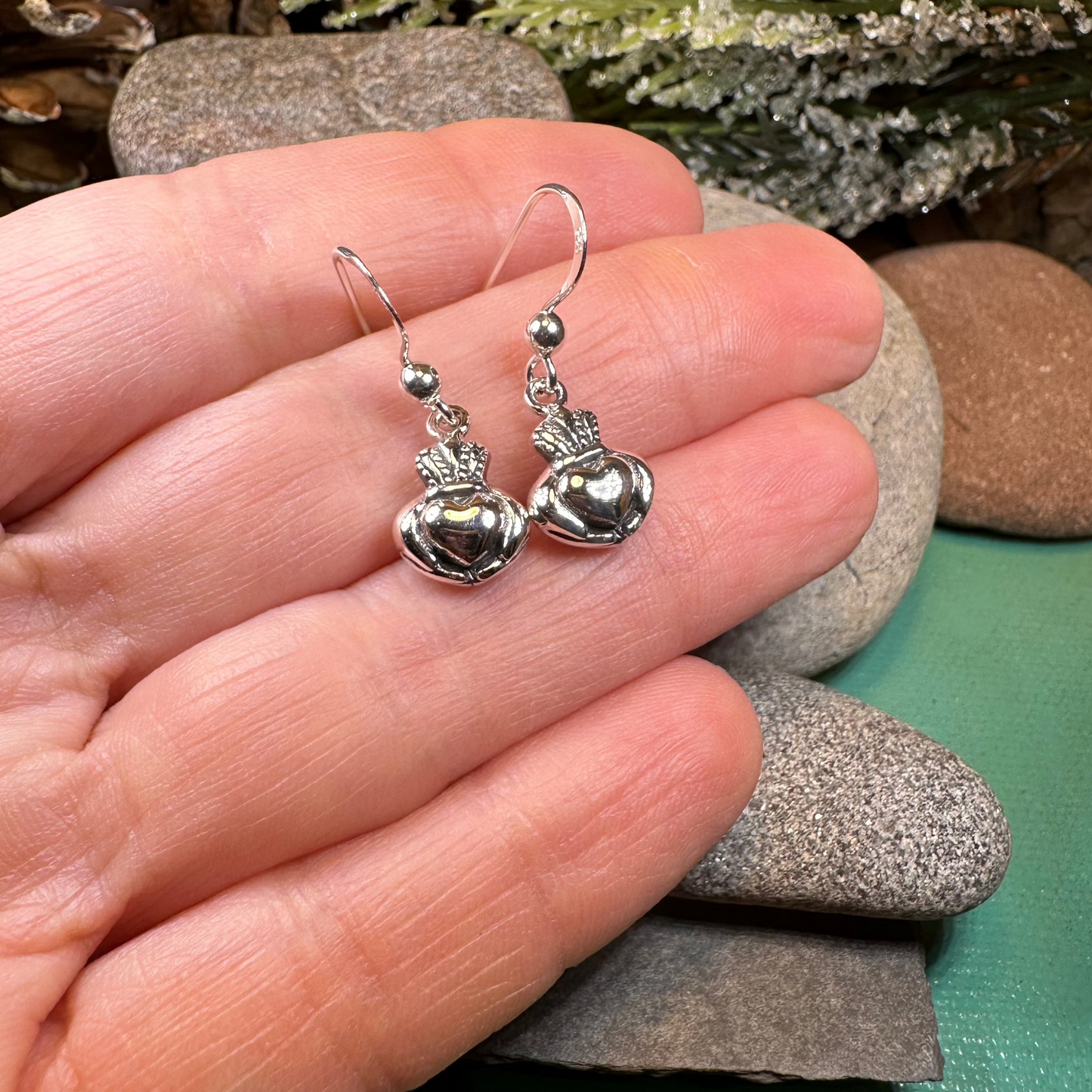 Idalia Irish Claddagh Earrings in Sterling Silver