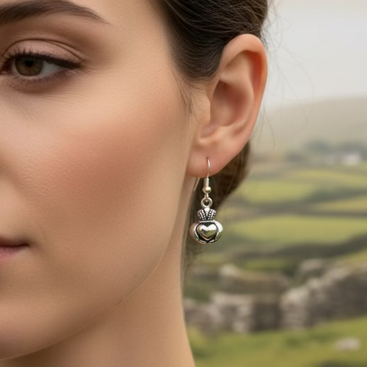 Idalia Irish Claddagh Earrings in Sterling Silver