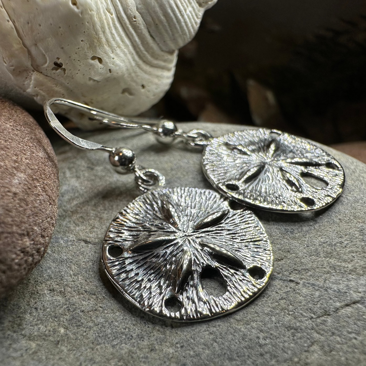 Seabrook Realistic Sand Dollar Earrings in sterling silver