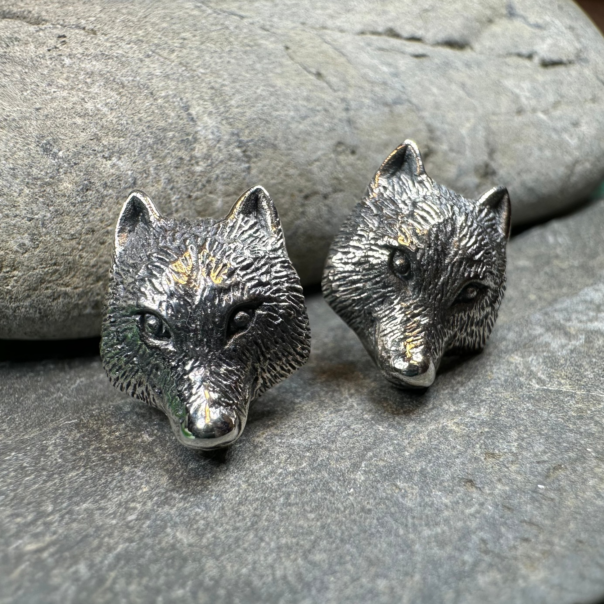 Forest Song Wolf Post Earrings in Sterling Silver — view 7