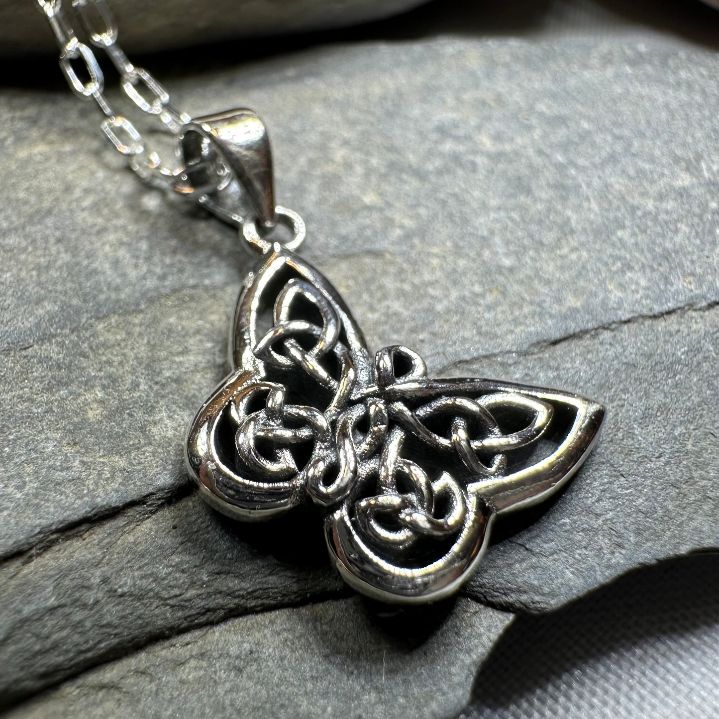 Petite Celtic Butterfly Necklace in sterling silver