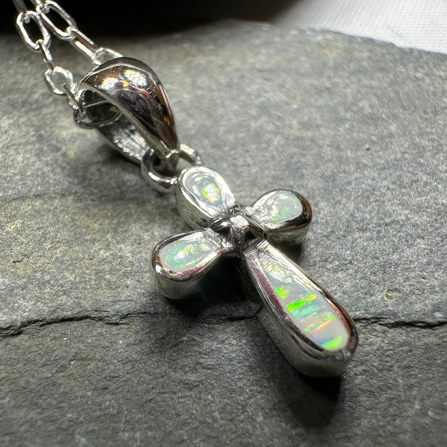 Petite Opal Celtic Cross Necklace