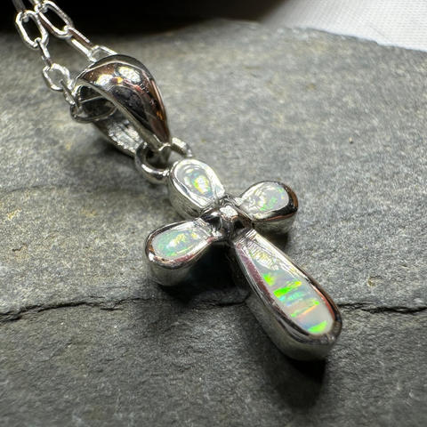 Load image into Gallery viewer, Petite Opal Celtic Cross Necklace
