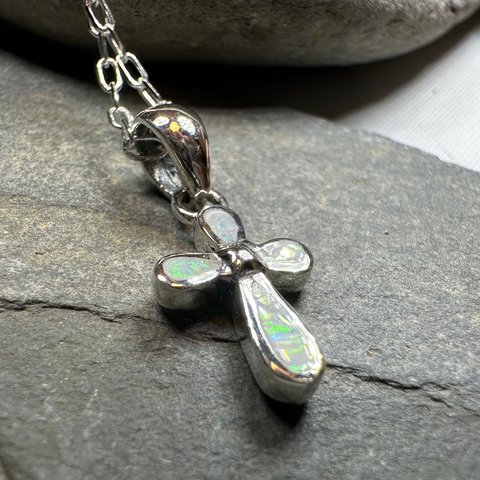 Load image into Gallery viewer, Petite Opal Celtic Cross Necklace
