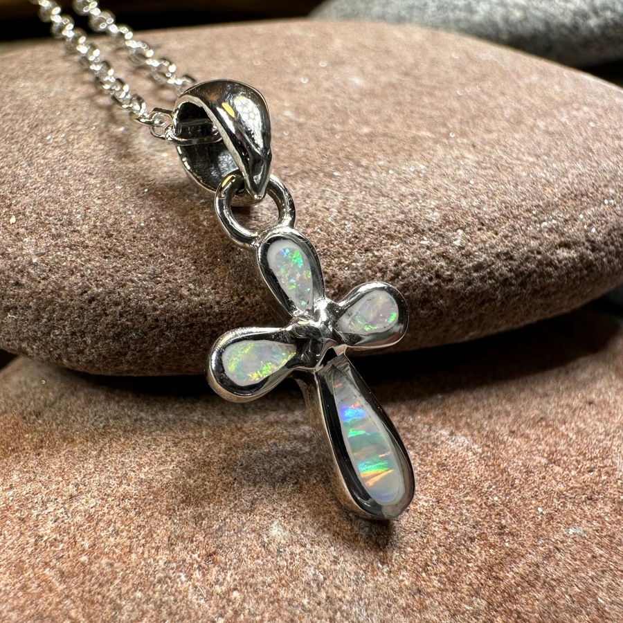 Petite Opal Celtic Cross Necklace