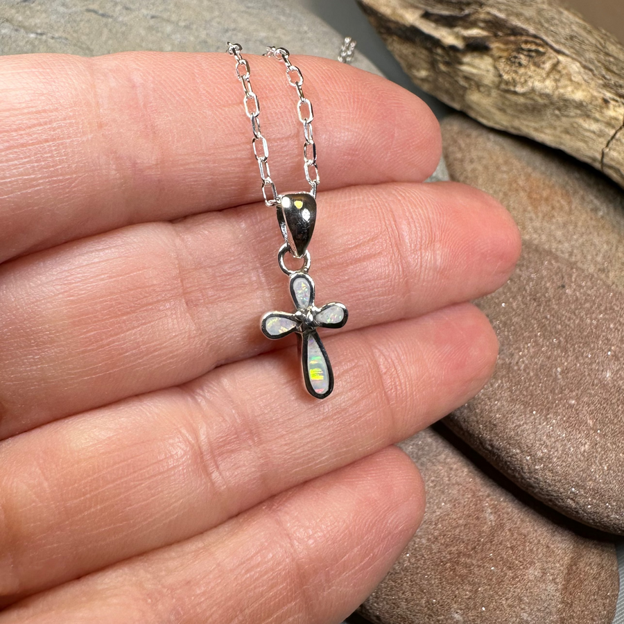 Petite Opal Celtic Cross Necklace