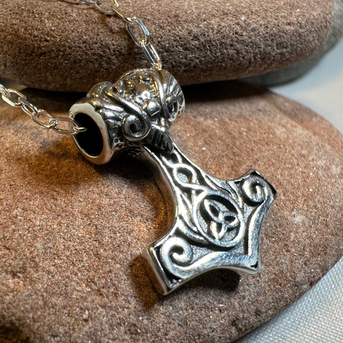Load image into Gallery viewer, Petite Thor's Hammer Celtic Necklace
