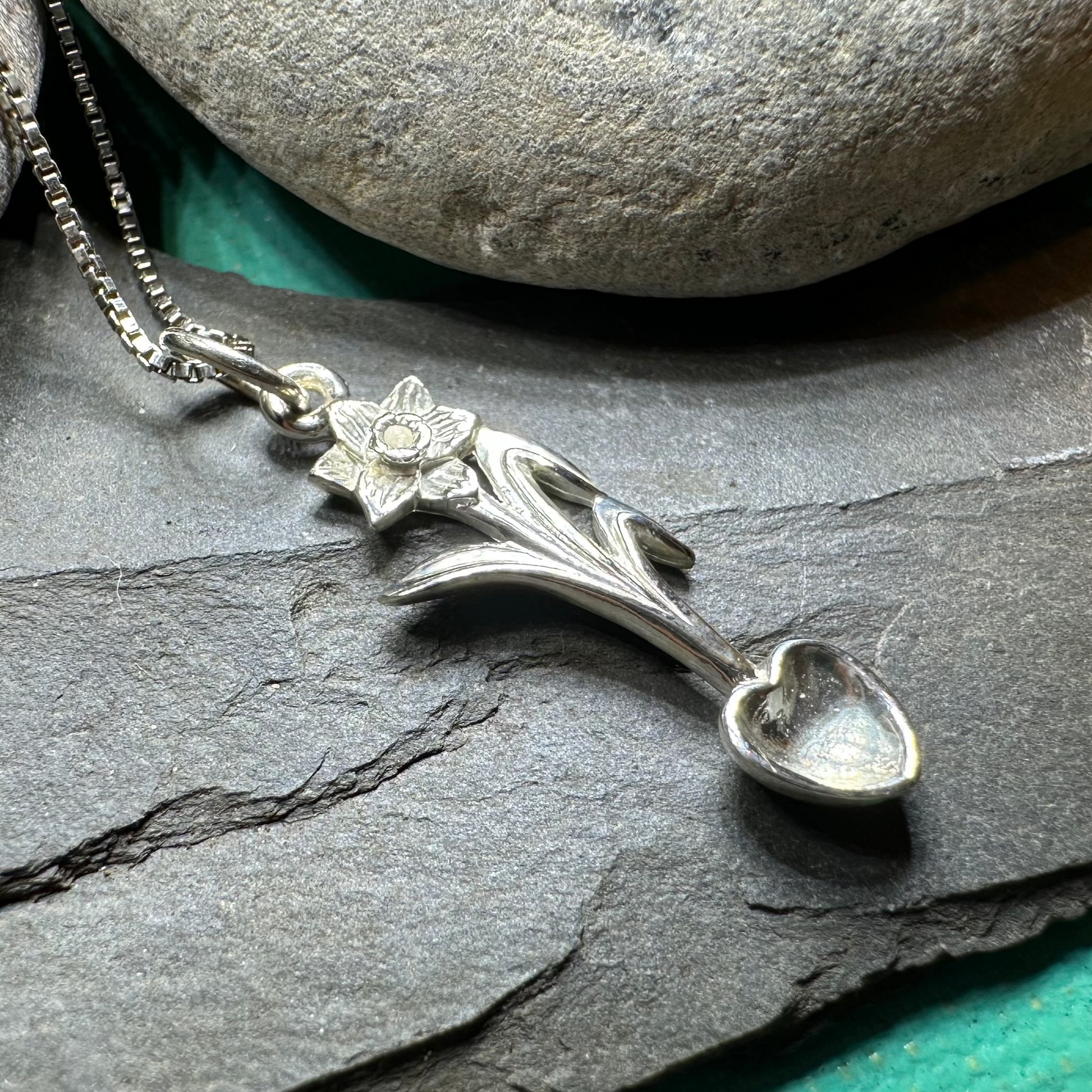Welsh Daffodil Love Spoon Necklace — view 2