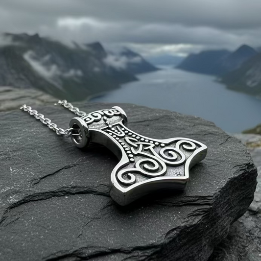 Petite Thor's Hammer Trinity Necklace in Sterling Silver