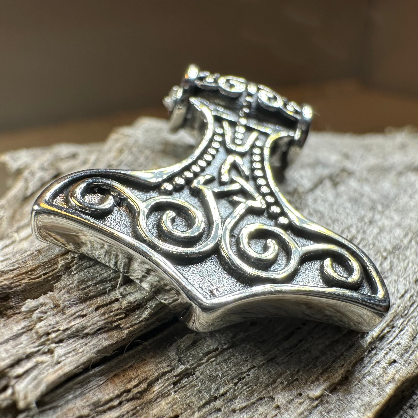 Petite Thor's Hammer Trinity Necklace in Sterling Silver