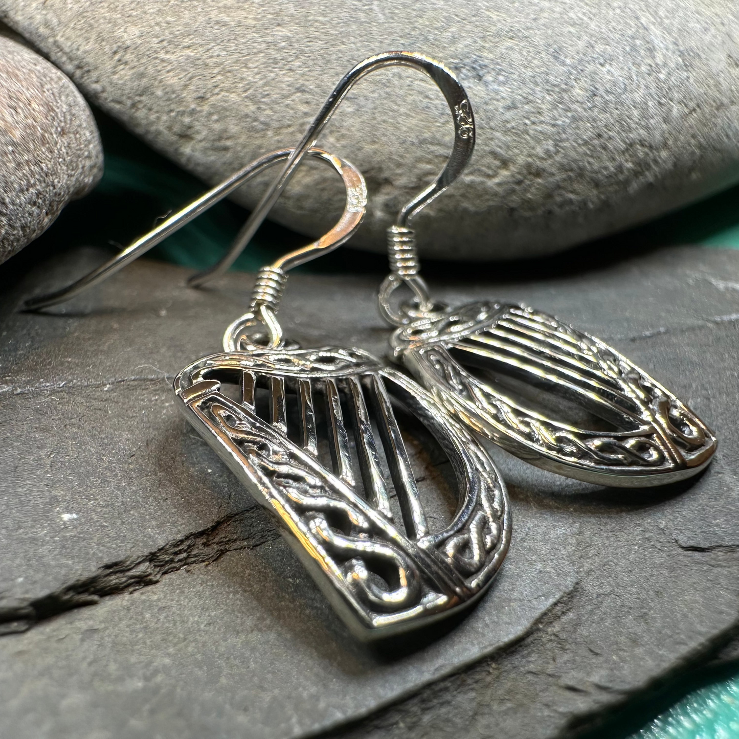 Liffey Harp Dangle Earrings — view 4