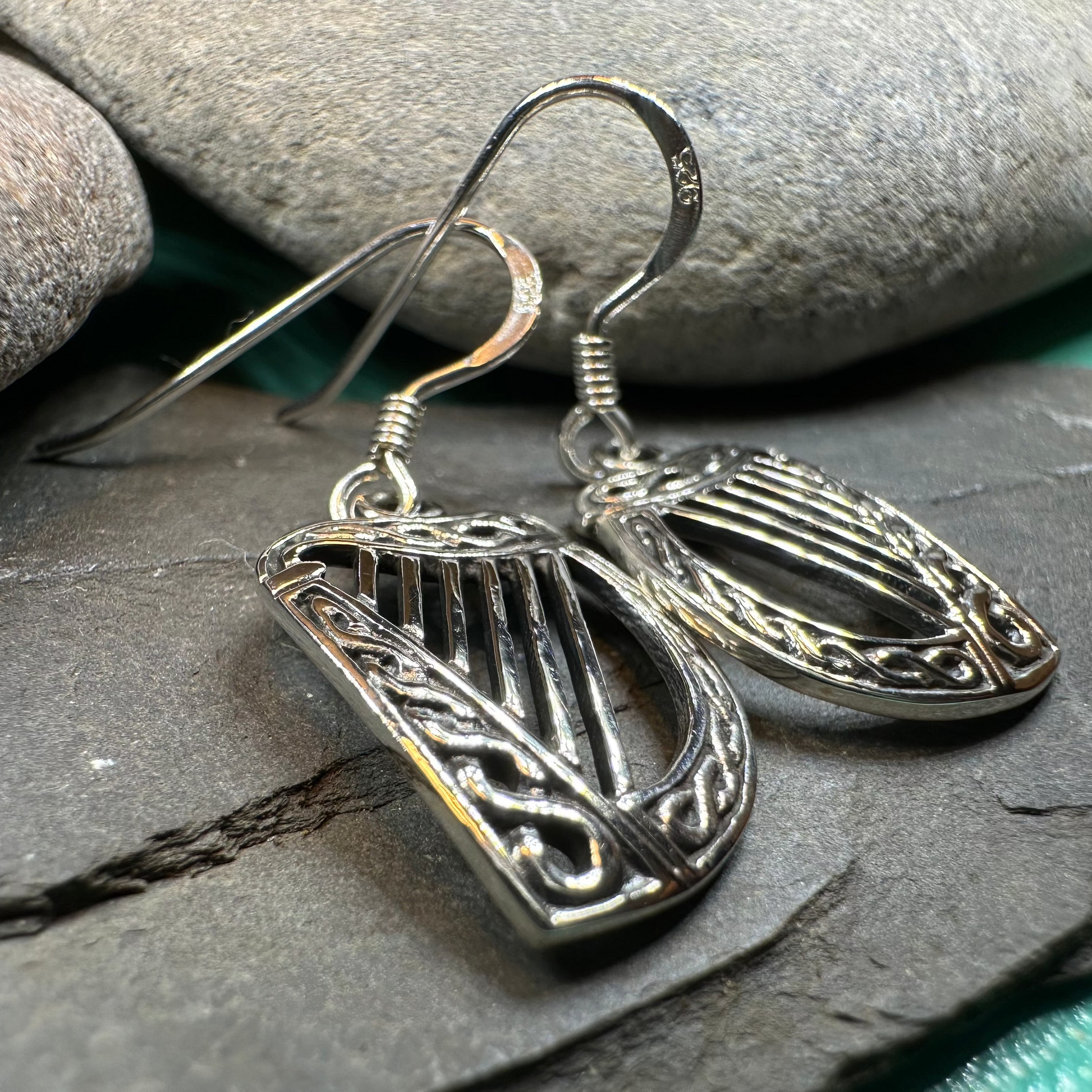 Liffey Harp Dangle Earrings — view 4