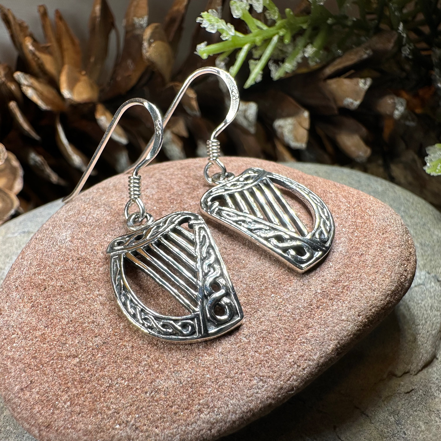 Liffey Harp Dangle Earrings — view 5