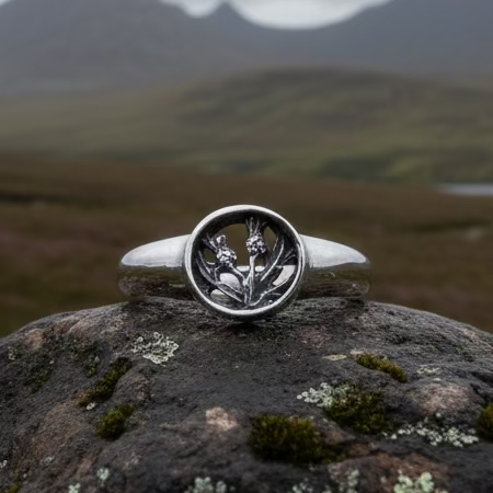 Load image into Gallery viewer, Nahla Petite Scottish Thistle Ring in Sterling Silver
