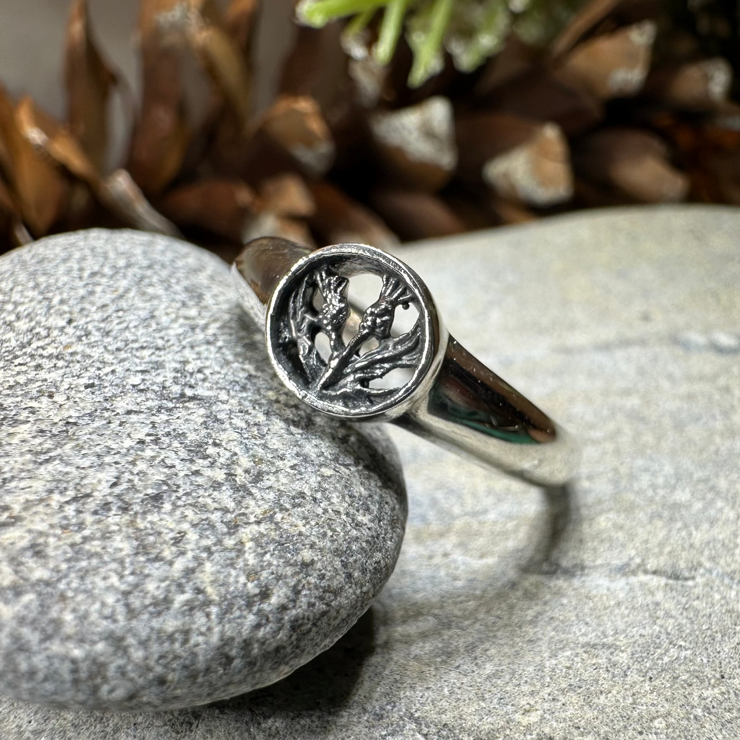 Nahla Petite Scottish Thistle Ring in Sterling Silver — view 3