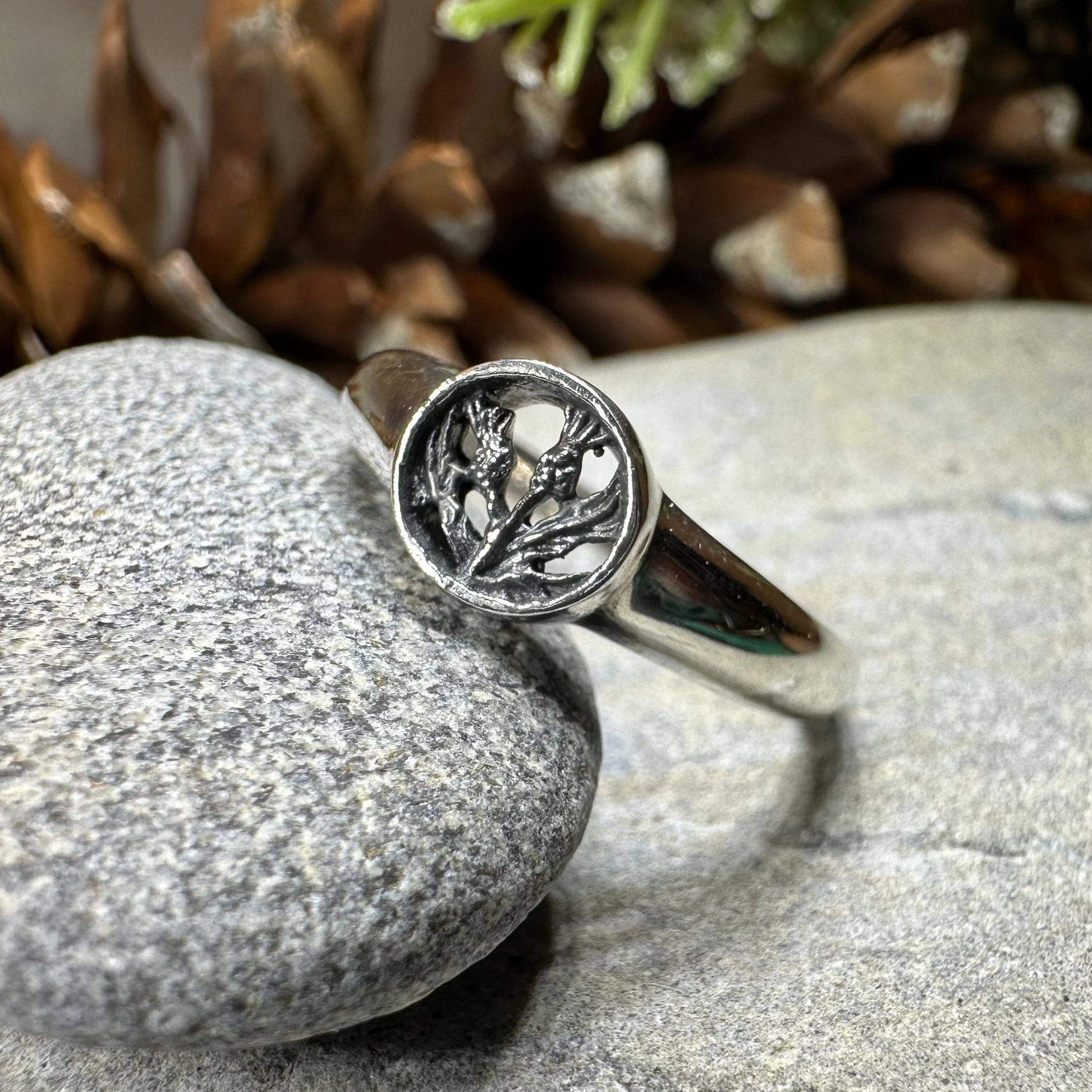 Nahla Petite Scottish Thistle Ring in Sterling Silver — view 3