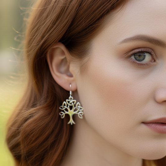 Ceridwen Celtic Tree of Life Earrings in Sterling Silver