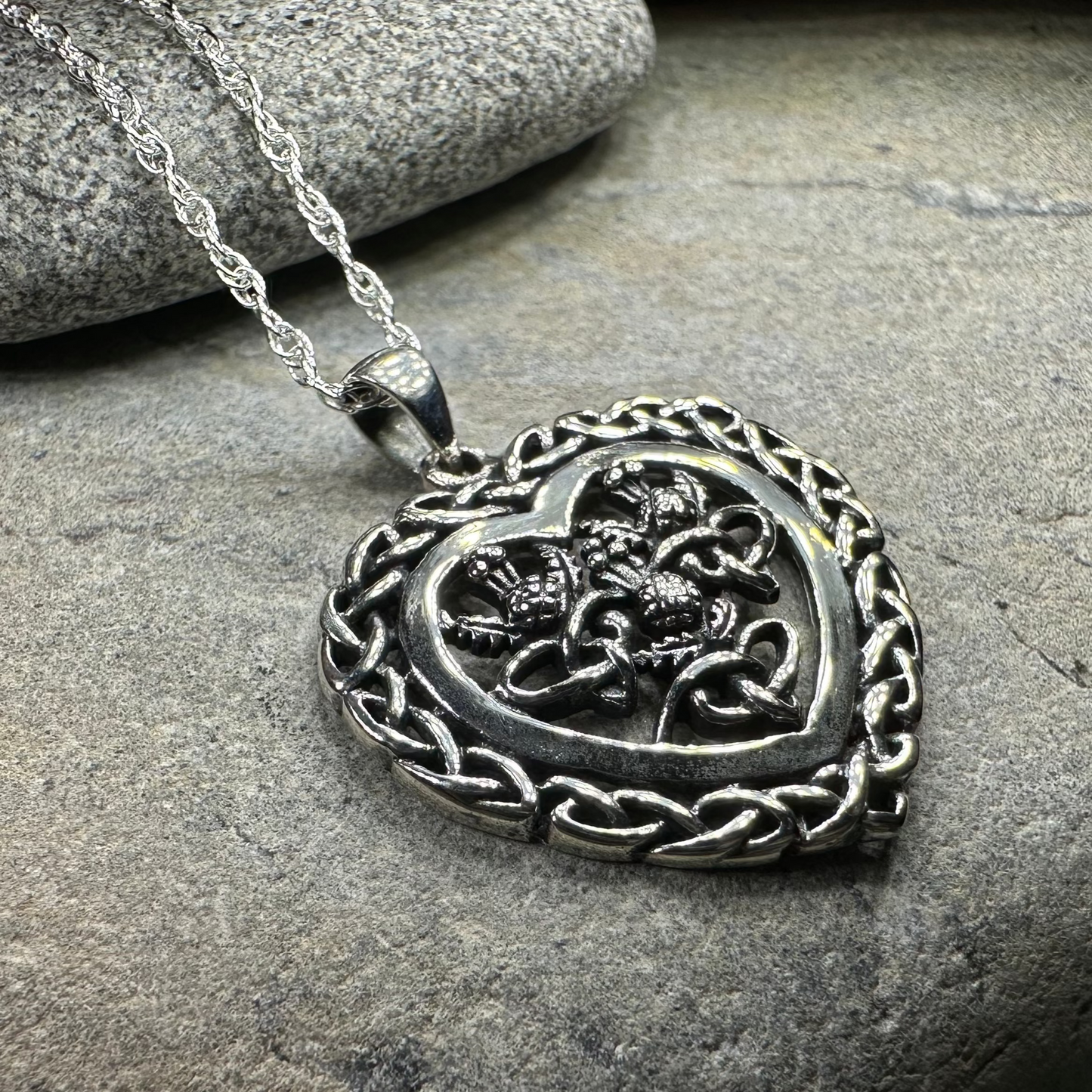 Romantic Scottish Thistle Necklace in Sterling Silver