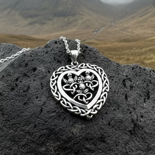 Romantic Scottish Thistle Necklace in Sterling Silver