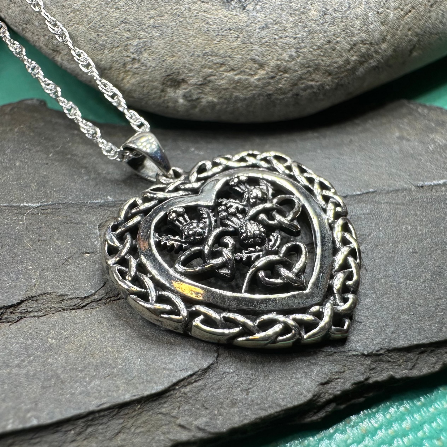 Romantic Scottish Thistle Necklace in Sterling Silver