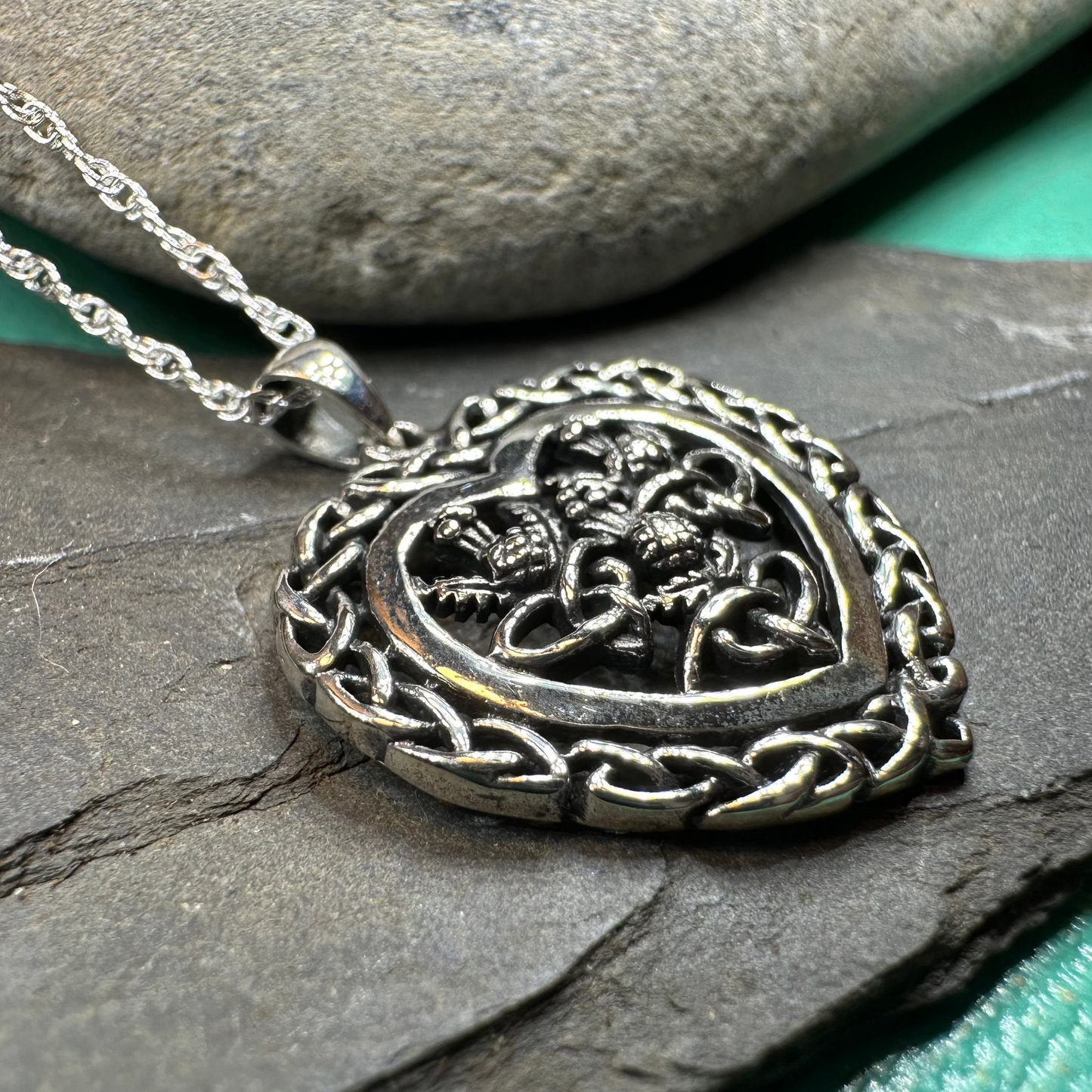 Romantic Scottish Thistle Necklace in Sterling Silver
