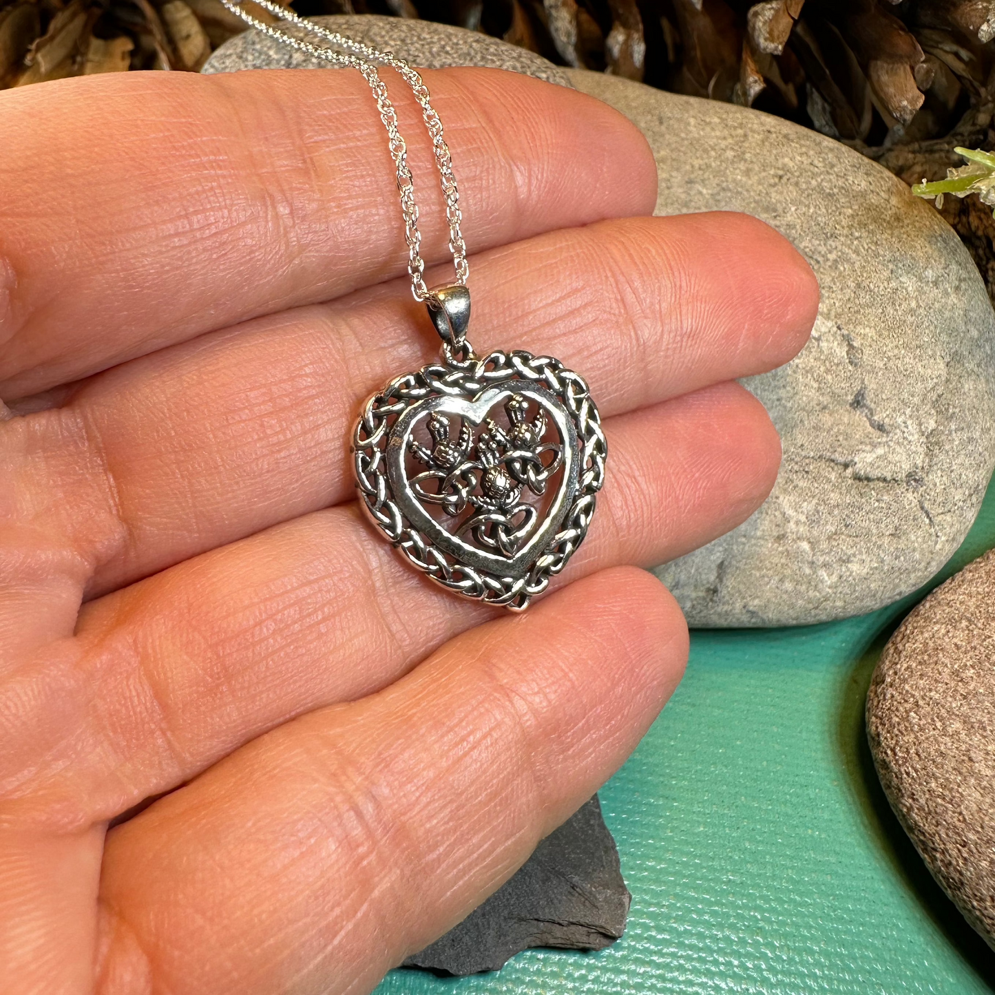 Romantic Scottish Thistle Necklace in Sterling Silver