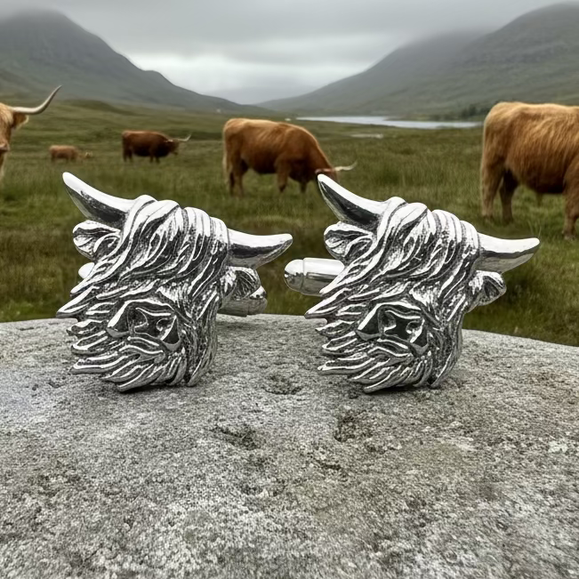Scottish Highland Cow Cufflinks - Handmade in Scotland