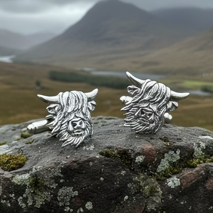 Scottish Highland Cow Cufflinks - Handmade in Scotland