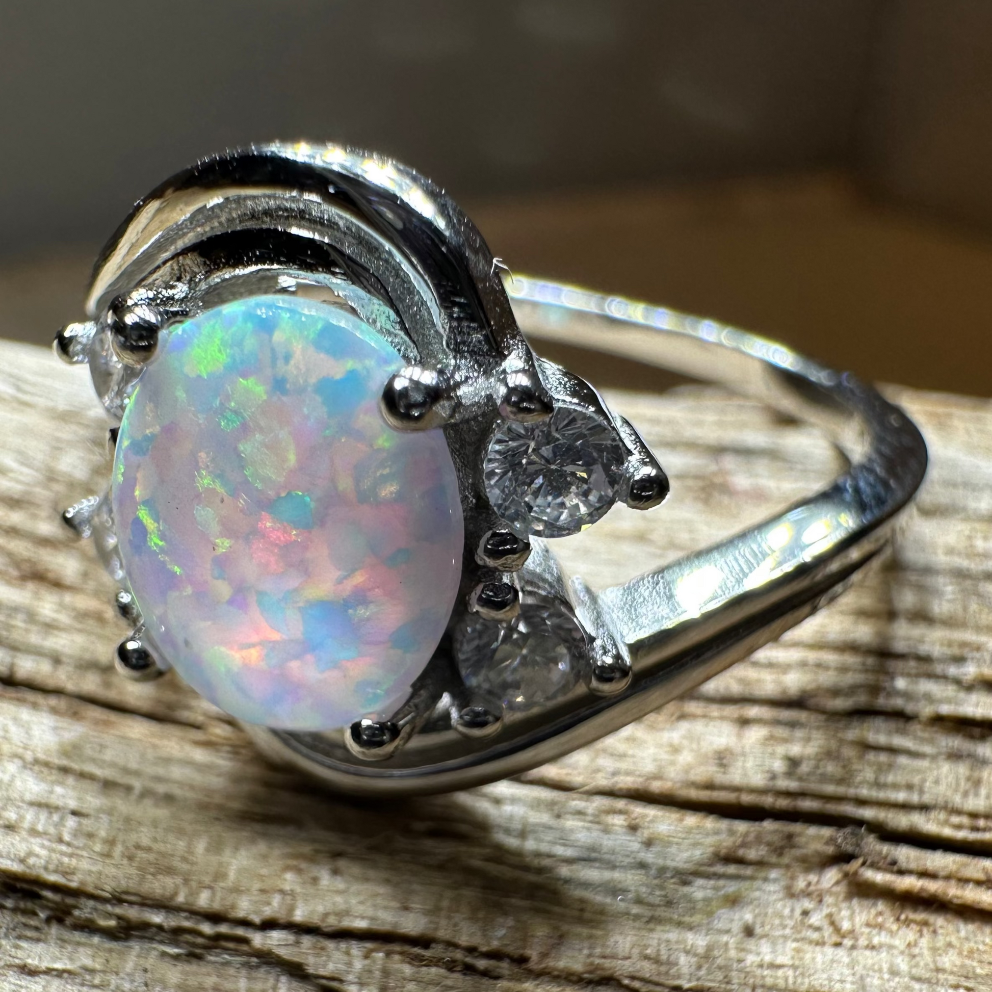 Seafoam Opal Celtic Ring — view 4