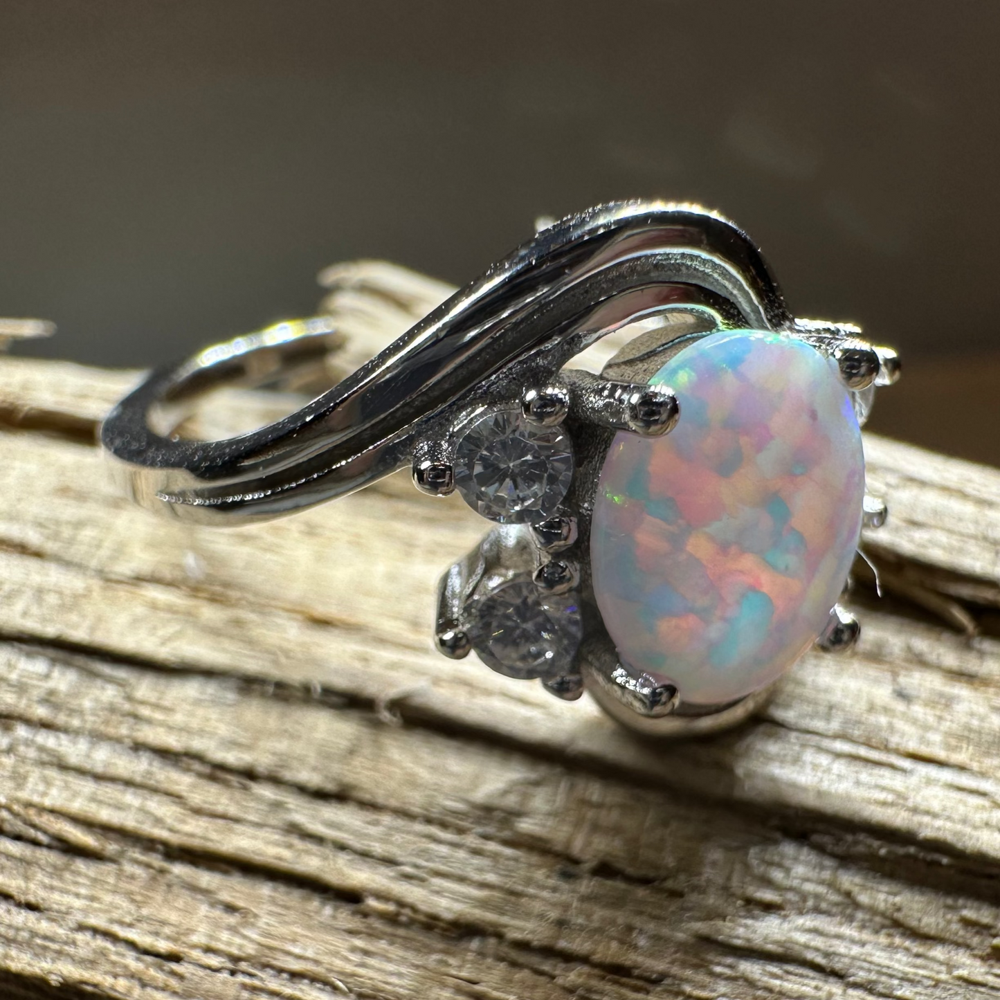 Seafoam Opal Celtic Ring — view 8
