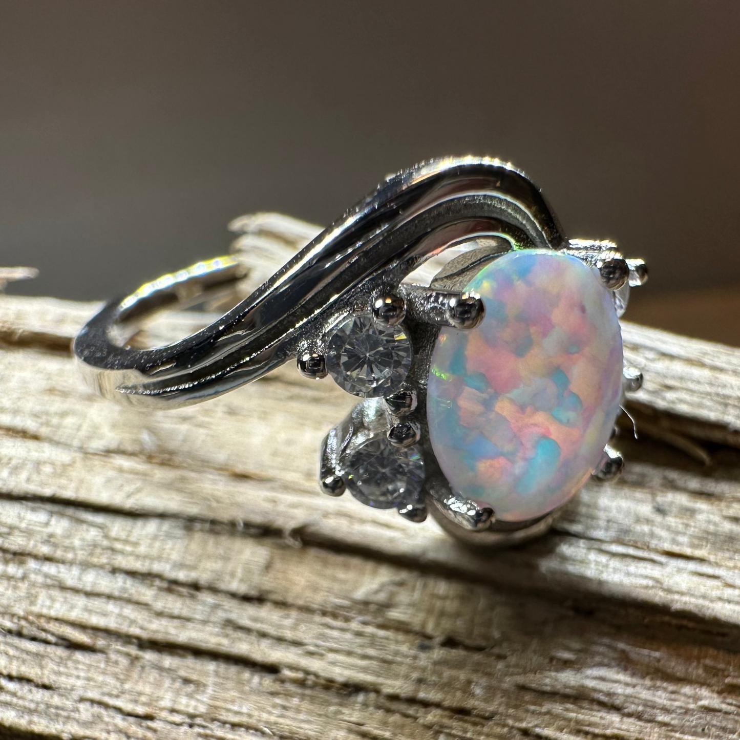 Seafoam Opal Celtic Ring — view 2