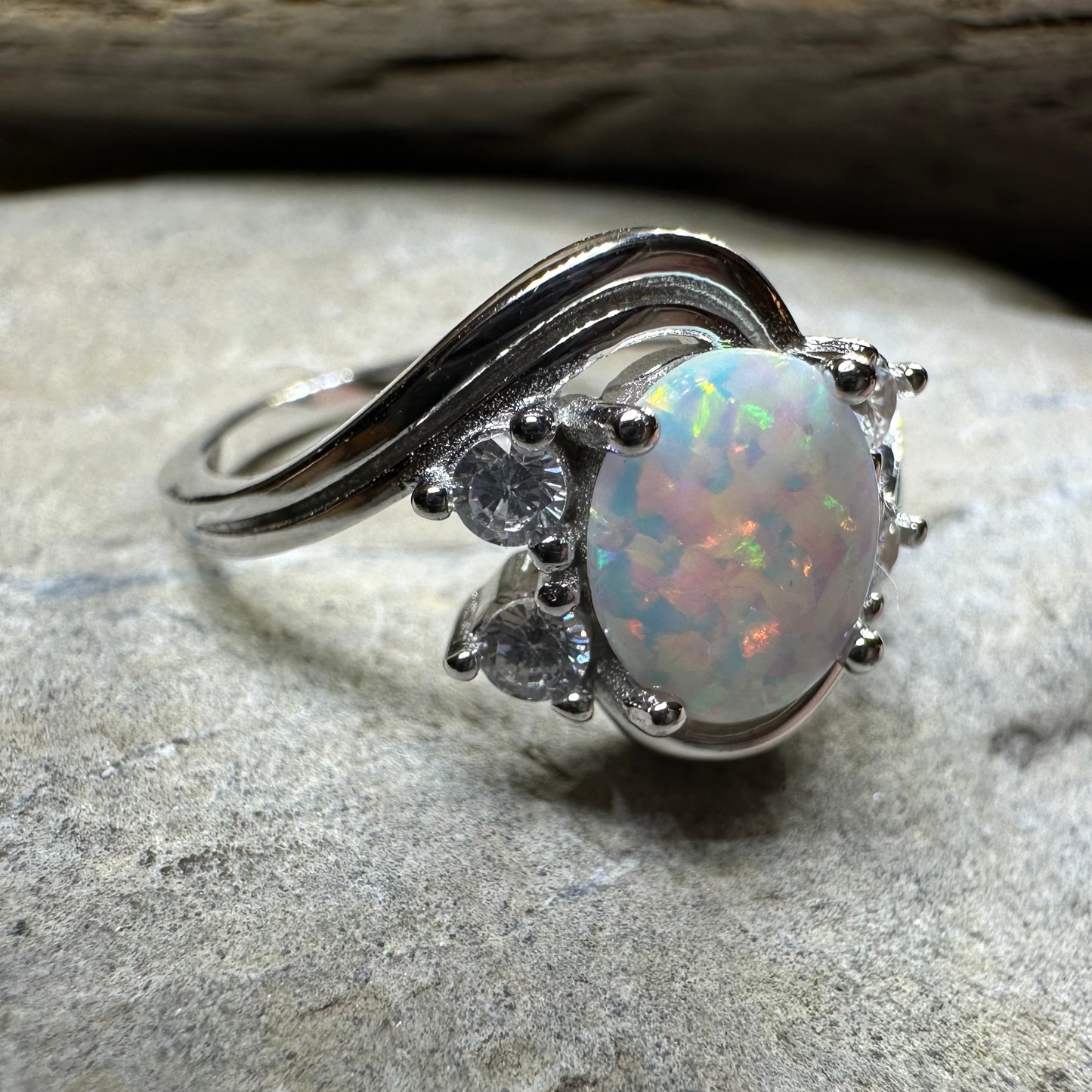 Seafoam Opal Celtic Ring — view 6