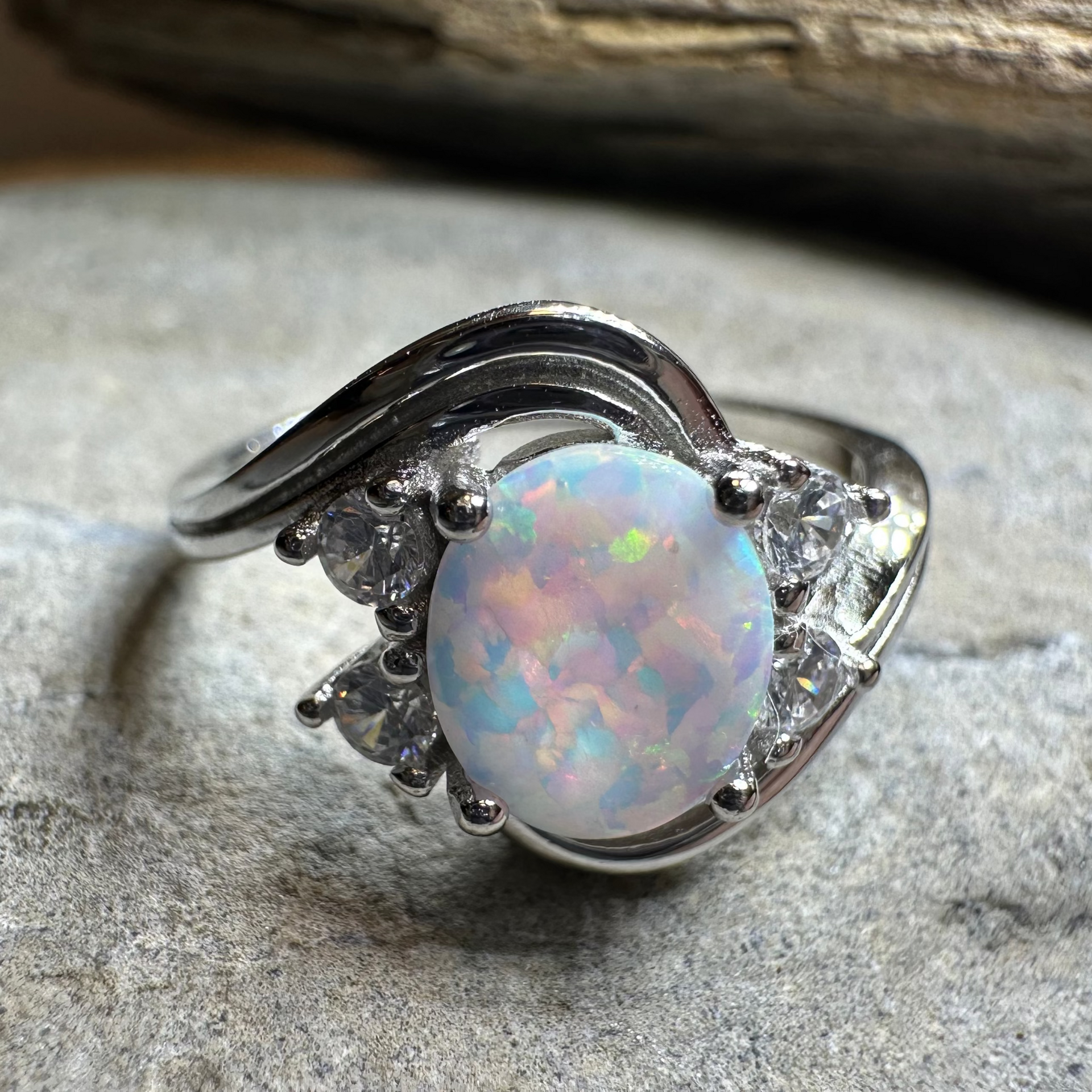 Seafoam Opal Celtic Ring - Sterling Silver – Celtic Crystal Design