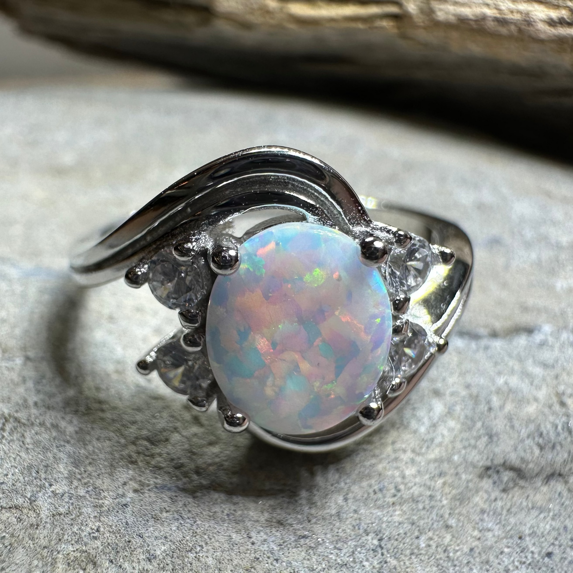 Seafoam Opal Celtic Ring — view 9