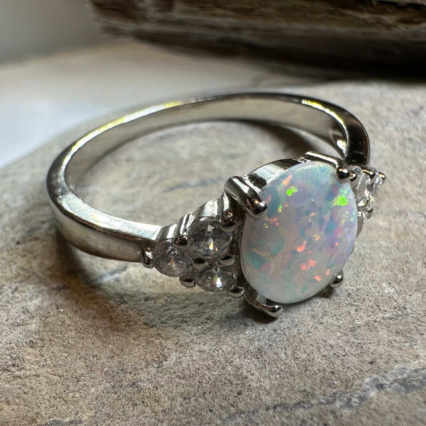 Katerina Opal Celtic Ring in Sterling Silver — view 7