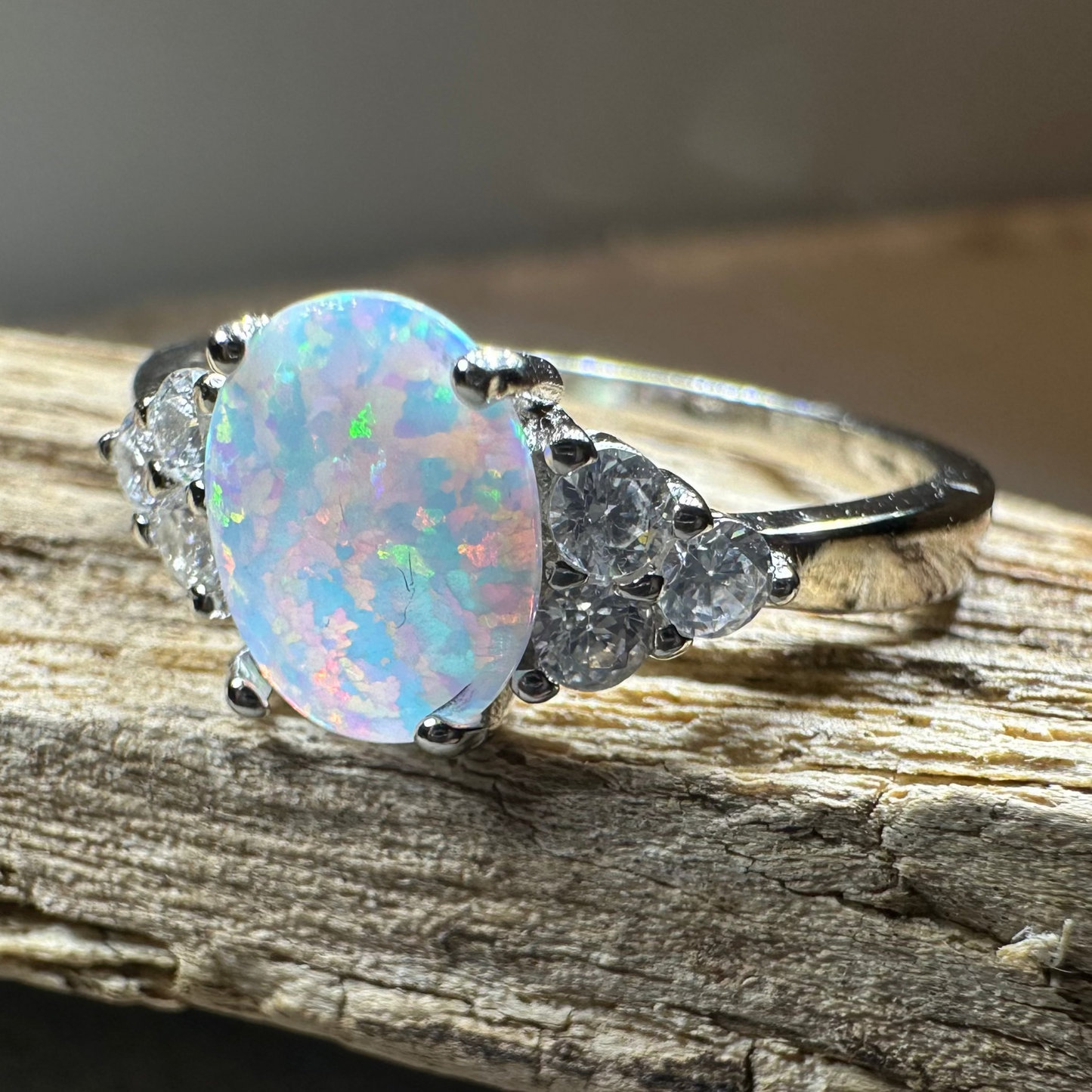 Katerina Opal Celtic Ring in Sterling Silver — view 5